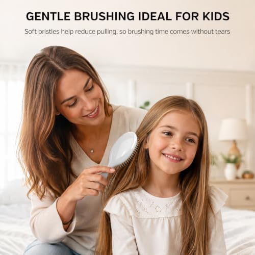 Boar Bristle Hair Brush for Detangling Hair, Smooth Shine & Scalp Massage - Image 5
