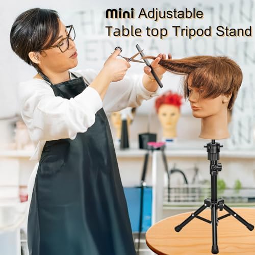 25" Mini Wig Stand Tripod, Adjustable Metal Mannequin Head Stand - Image 6