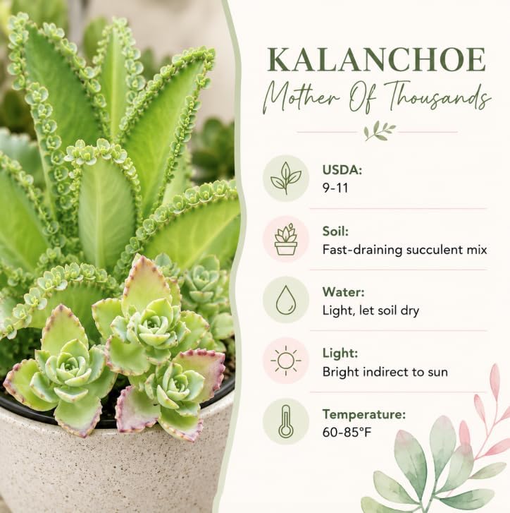 Kalanchoe Mother of Thousands Plant Live for Planting, Green Kalanchoe Succulent Plant for Indoor Outdoor in 2 Inch Pot - Image 6