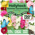 SVI 750 Mix Summer Carnival Hollyhock Heirloom Flower Seeds Alcea rosea by SVI