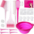 21 Pcs Pink Hair Dye Kit Professional Salon Tools with Bowl by ZMOIVOK