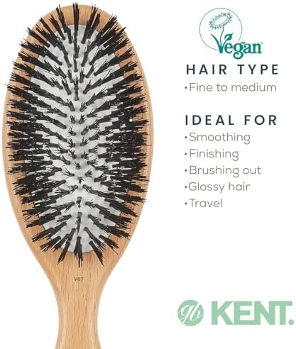 Kent V07 Vegan Boar Bristle Hair Brush, Large Organic Hair Brush for Smoothing and Boosting Shine, Eco Friendly Paddle Brush Ideal for All Hair Types - Image 5