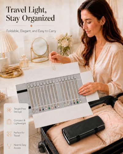 Travel Necklace Organizer, Tangle Free Jewelry Case, 16 Slots - Image 6