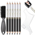 Noerrors Barber Pencil for Lineup Magic Hairline Enhancement Beard Guide Shaping Pencils for Design Razor Trace Black White Barber Chalk Pencils Set with Sharpener Ruler Brush for Men by Noerrors