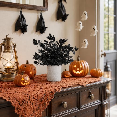 Der Rose 3 Pack Black Eucalyptus Fake Plantsfor Halloween Bathroom Decor - Image 2