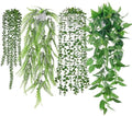 Der Rose 4Pcs Fake Hanging Plants with White Pots for Bright Shelf Decor by DerRose
