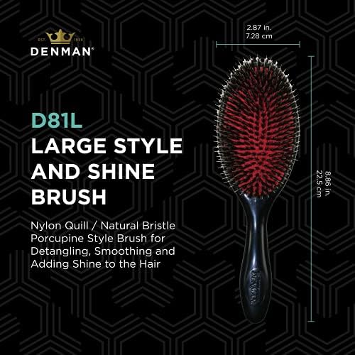 Denman Boar Bristle Hair Brush – Smoothing & Shine Enhancing for Slick Back Styles, Curl Defining & Detangling. Natural Bristles for all Hair Types for Women & Men - Image 2