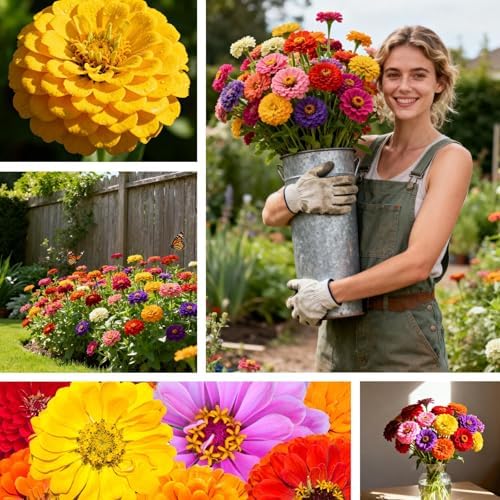 2500+ Zinnia Dahlia Seeds Flower Seeds for 2026 Planting, 0.7 Oz, 5 Varieties (Pink, Yellow, Orange, White, Purple), 20G Mixed Colors and Large Blooms, Open Pollinated - Bulk - Image 3