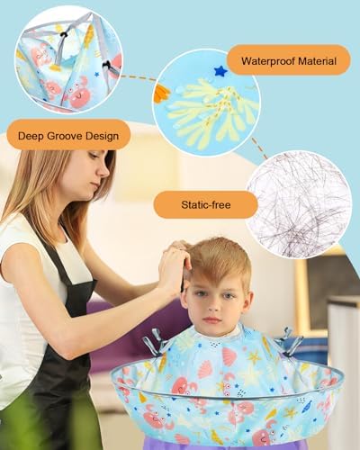 Lictin Haircut Capes Umbrella for Kids - Hair Cutting Haircut Cape Kids Waterproof Foldable Adjustment - Image 4