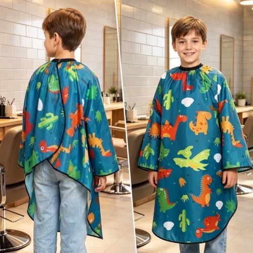 FEBSNOW Kids Barber Cape with Sleeves, Hair Cutting Cape for Boys and Girls - Image 6