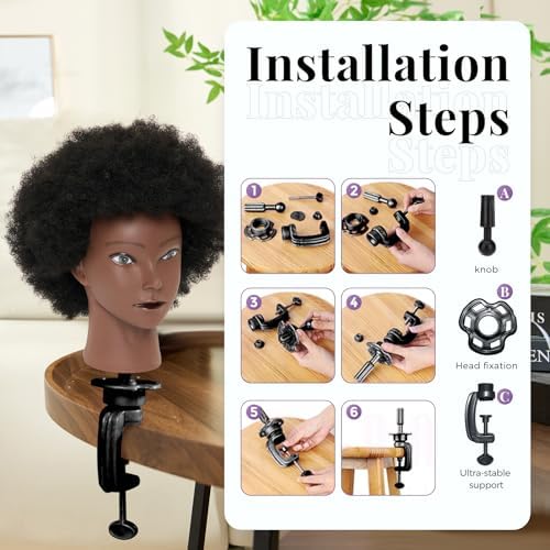 Afro Mannequin Head with 100% Real Human Hair for Curly Hair Styling - Image 7