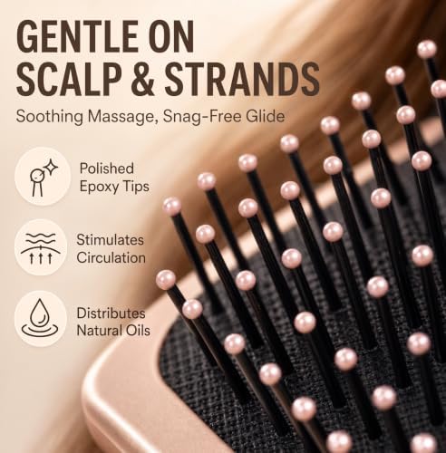 Earth & I Premium Rosegold Hairbrush - Wet & Dry Detangling Paddle Brush - Image 4