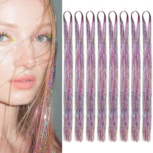 Hair Tinsel 8 Packs 1600 Strands 50 Inch Tinsel Hair Extensions by Sala