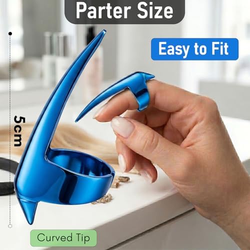My Hair Tools Hair Parting & Sectioning Ring – Stainless Steel Finger Braiding Pick Tool for Dreadlocks, Wigs, Weaves, Hair Extensions – Quick Install Styling Tool for Salon & Home Use (Blue) - Image 3