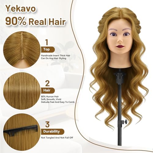 26" Mannequin Head with Hair for Hairdressing Training and Hair Styling - Image 2