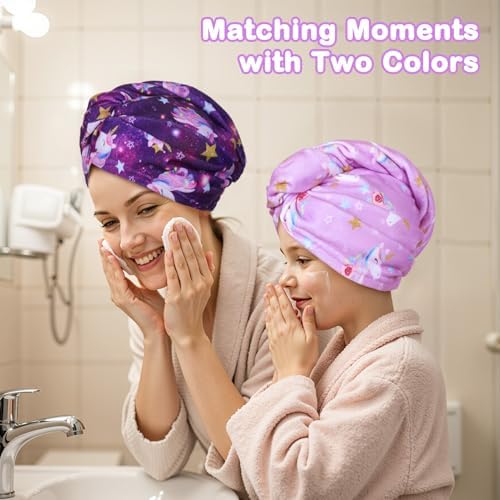 FIOBEE Microfiber Hair Towel Wrap for Kid Girls Rapid Drying Hair Turbans - Image 2