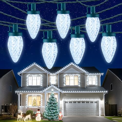 2 Pack 88FT 110 LED C9 Christmas Lights Outdoor White Christmas Lights by Minetom
