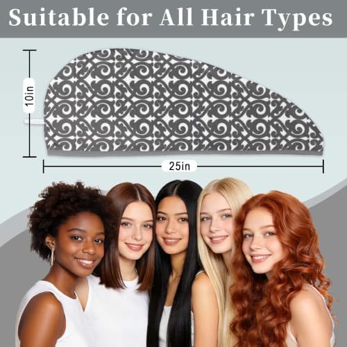 VOOVA & MOVAS Microfiber Hair Towel 2 Pack,Vine Gray,Anti-Frizz Turban - Image 4