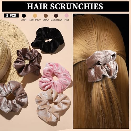 FANDAMEI Hair Ties Kit for Women, Velvet Scrunchies, Elastic Rubber Bands, Seamless Hair Ties, Hair Clips, Bobby Pins, U Shaped Hair Pins for Styling, Hair Accessories Kit - Image 5