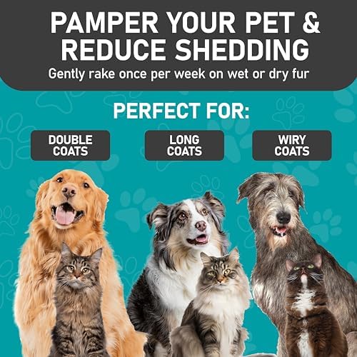 Maxpower Planet Hair Brush - Double Sided Shedding, Dematting Undercoat Rake for Dogs and Cats, Extra Wide Dog Grooming Brush, Reduce Shedding by 95%, Black - Image 4