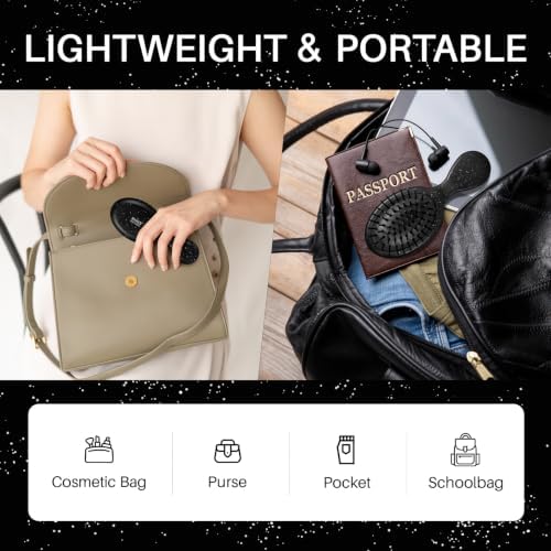 Mini Hair Brush for Women, Travel Size Hair Brush for Purse(Black with Dot) - Image 3