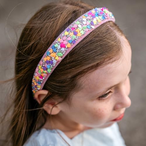 FROG SAC Headbands for Girls - Heart Head Bands for Kids, Wide Rainbow Hair Band for Little Girl, Sparkly Hair Accessories for Toddler Children, Easter Basket Stocking Stuffers (Rainbow Hearts) - Image 3