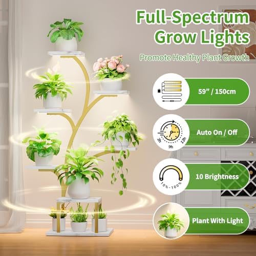 BACEKOLL Plant Stand Indoor with Grow Light, 7 Tier 49" Lighted Plant Shelf - Image 3
