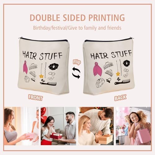 Mom Gifts Hair Stuff Makeup Bag: Hair Accessories Themed Cosmetic & Toiletry Organizer Pouch For Teen Girls & Women Hairstylist Sisters, Friends.Ideal Mom Gift For Travel, Birthdays. - Image 6