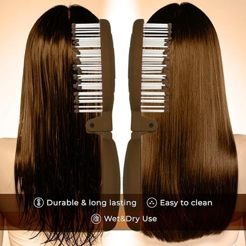 Mini Detangler Travel Hair Brush with Mirror, Makaron Hair Brushes for Women, Men and Kids, Unique 3D Flexible Design for All Hair Types, Styling Accessory, Travel Essentials for Women (DARK BROWN) - Image 5