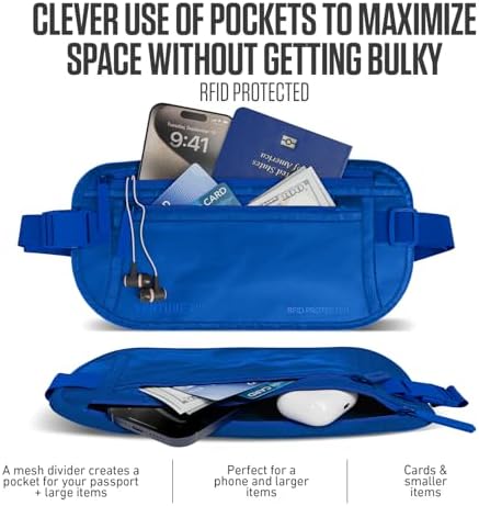 VENTURE 4TH Travel Money Belt, RFID Blocking Passport Holder - Sleek Blue - Image 2