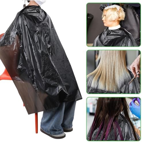 100 Pcs Disposable Capes Hair Salon, 51.2x36.2 Inch Disposable Hair Salon Capes, Waterproof Barber Cape, Single Use Shampoo Hair Cutting Cape Dressing Apron for Barbershop & Salon Hairdressing (Black) - Image 4