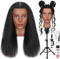 Mannequin Head Human Hair with 100% Real Hair Cosmetology Manikin Doll Head for Hair Styling 18" Mannequin Head for Braiding with Tripod Stand and Tools (Natural Black) by Firstwon