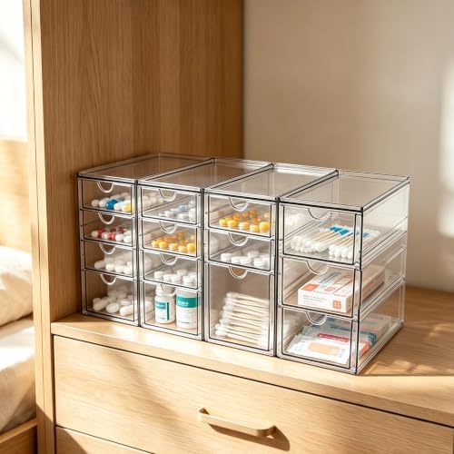 Prsildan Acrylic Desk Organizers with 14 Drawers, Stackable Makeup Storage - Image 2