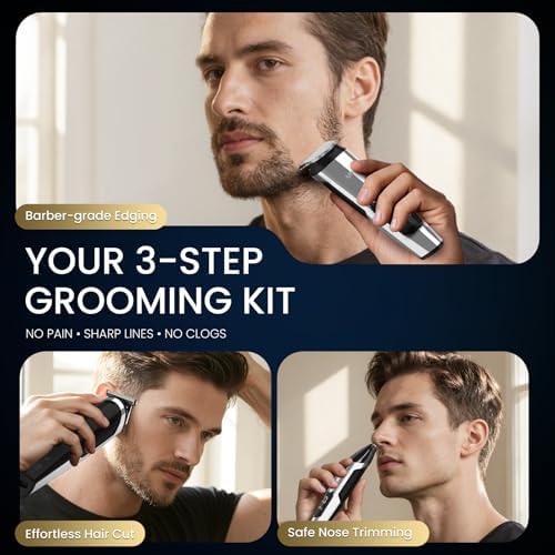 Ufree 3-in-1 Beard Trimmer for Men, IPX6 Waterproof Electric Razor Shaver - Image 6