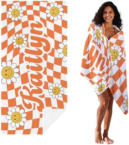 JML Personalized Beach Towel with Name, Custom Flower Beach Towel, Customized Microfiber Pool Towel, Quick Dry & Absorbent Swim Towel for Adult,Anniversary, Birthday, Summer Holiday,Vacation - Image 2