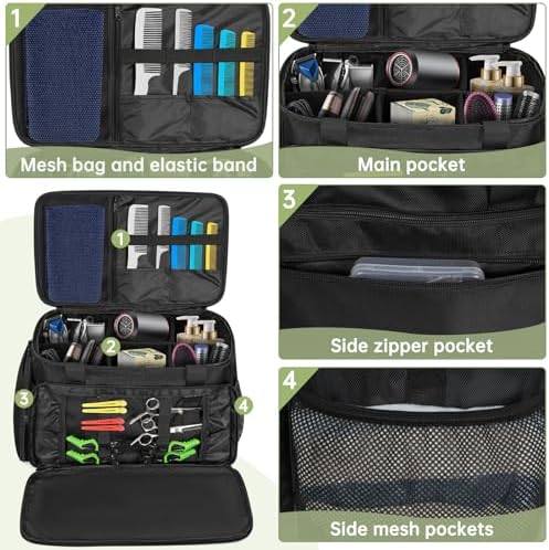 TORIBIO Large Hairdresser Bag with Adjustable Dividers, Barber Carrying Bag - Image 4