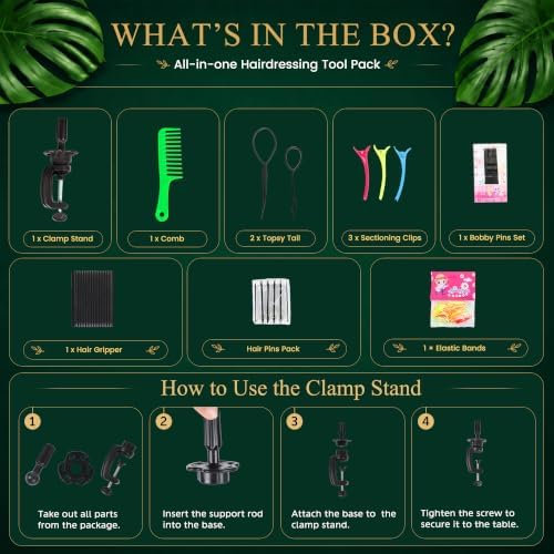 16" Cosmetology Human Hair Mannequin Head with Clamp Stand - Image 6