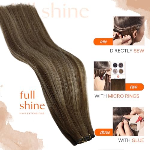 Full Shine Genius Weft Hair Extensions Real Human Hair 18 Inch 80g - Image 3