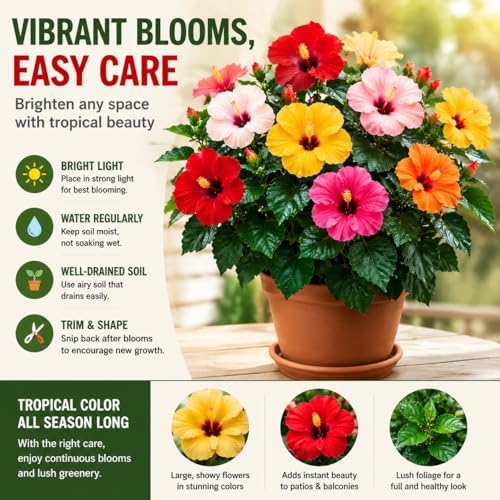 3 Mixed Hardy Hibiscus Plants Live, Flowering Shrub, 4-7 Inch Tall - Image 3