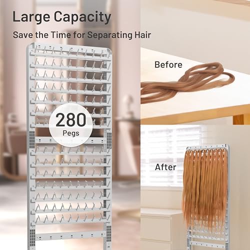 Yumkfoi 280 Pegs Braiding Hair Rack, 2-Sided Braiding Rack with Wheels - Image 3