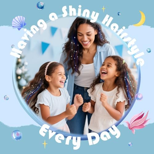 Blue Hair Tinsel Extensions for Girls, Clip in Hair Tinsel Kit - Image 5
