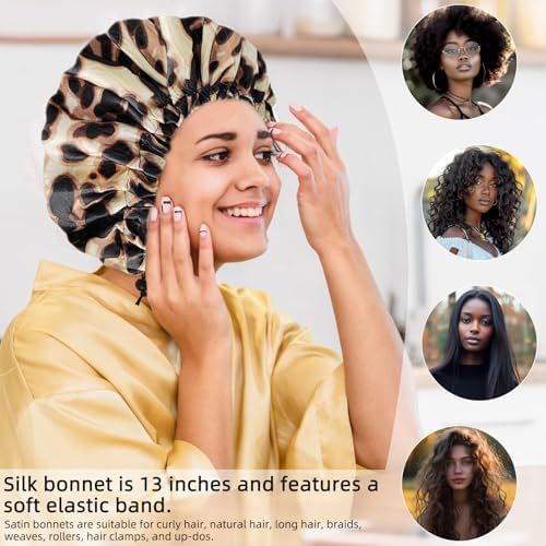 Edoneery Satin Bonnet for Sleeping Women, Double Layer Adjustable Sleep Cap - Image 4