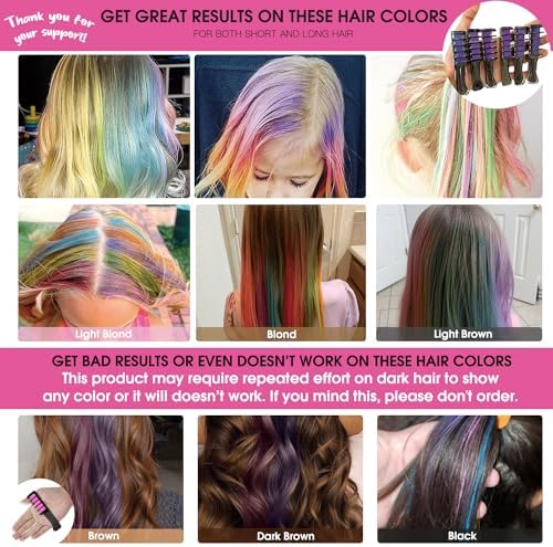 New Hair Chalk Comb Temporary Bright Hair Color Dye for Girls Kids, Washable Hair Chalk for Girls Age 4 5 6 7 8 9 10 New Year Birthday Cosplay DIY Halloween, Christmas（Purple) - Image 2