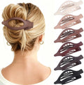 Flat Hair Clips for Women - 6 PCS French Flat Claw Clips Medium Hair Clips for Girls Large Hair Claw Clips for Thick or Thin Hair Strong Hold No Slip Hair Accessories for women (Brown Scarlet) by Unknown