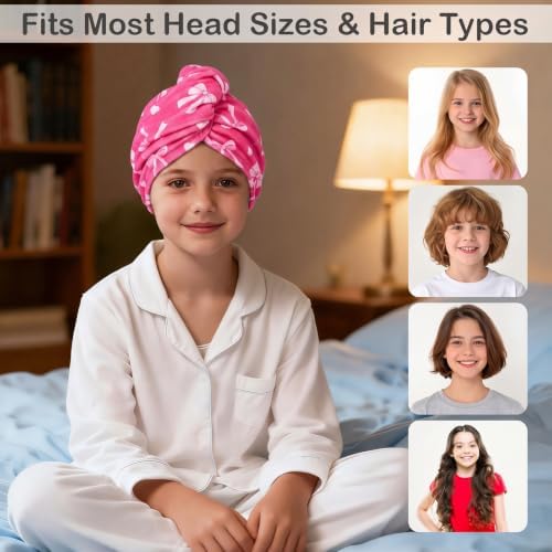 Microfiber Hair Towel Wrap for Kids Girls, Quick Dry Towel, 2 Pack - Image 5