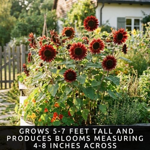 50 Velvet Queen Sunflower Seeds | Burgundy Red Flower Seeds for Planting - Image 5