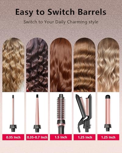 5-in-1 Ceramic Curling Wand Thermal Brush & Waver Iron Dual Voltage - Image 2