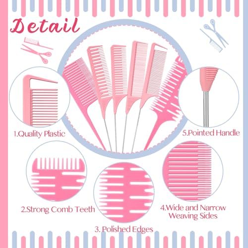 Patelai 6 Pcs Highlighting Comb Weaving, Classic Style, Pink - Image 4