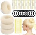 YINGFENG 134 Pcs Beige Hair Bun Maker Kit Medium - 4 Bun Hair Pieces for Women, 20 Hair Net for Buns, 100 Bobby Pins for Women, 10 Hair Bands, for Ballet Styling, Hair Accessories for Girls by YINGFENG