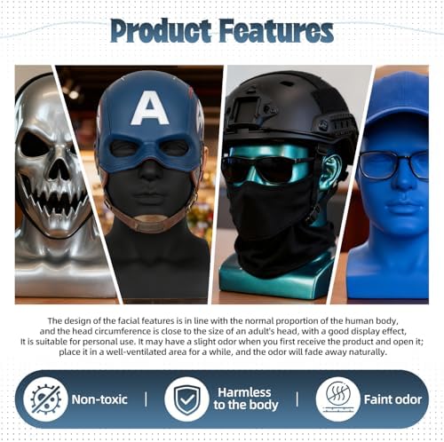Male Mannequin Head with Stand – Realistic Wig Display Model for Hats, Scarves, Glasses & Hair Styling – Durable Male Head Display for Salon, Store or Home Decor (Gold) - Image 7